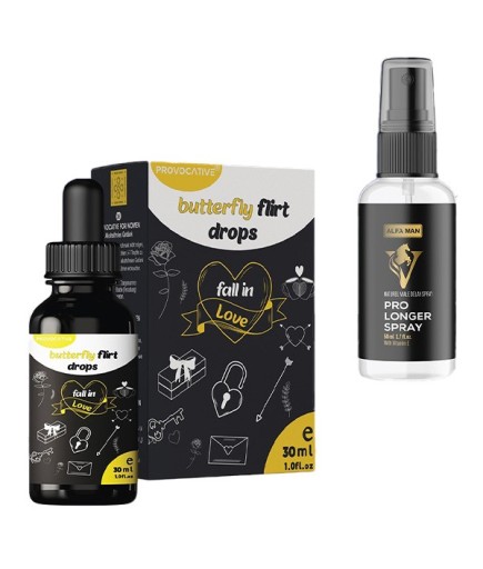 Butterfly Flirt Drops Damla + Alfa Man Pro Longer Sprey