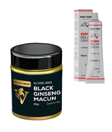 Alfa Man Erkek Macun + Delay Shark 25000 Geciktirici Krem